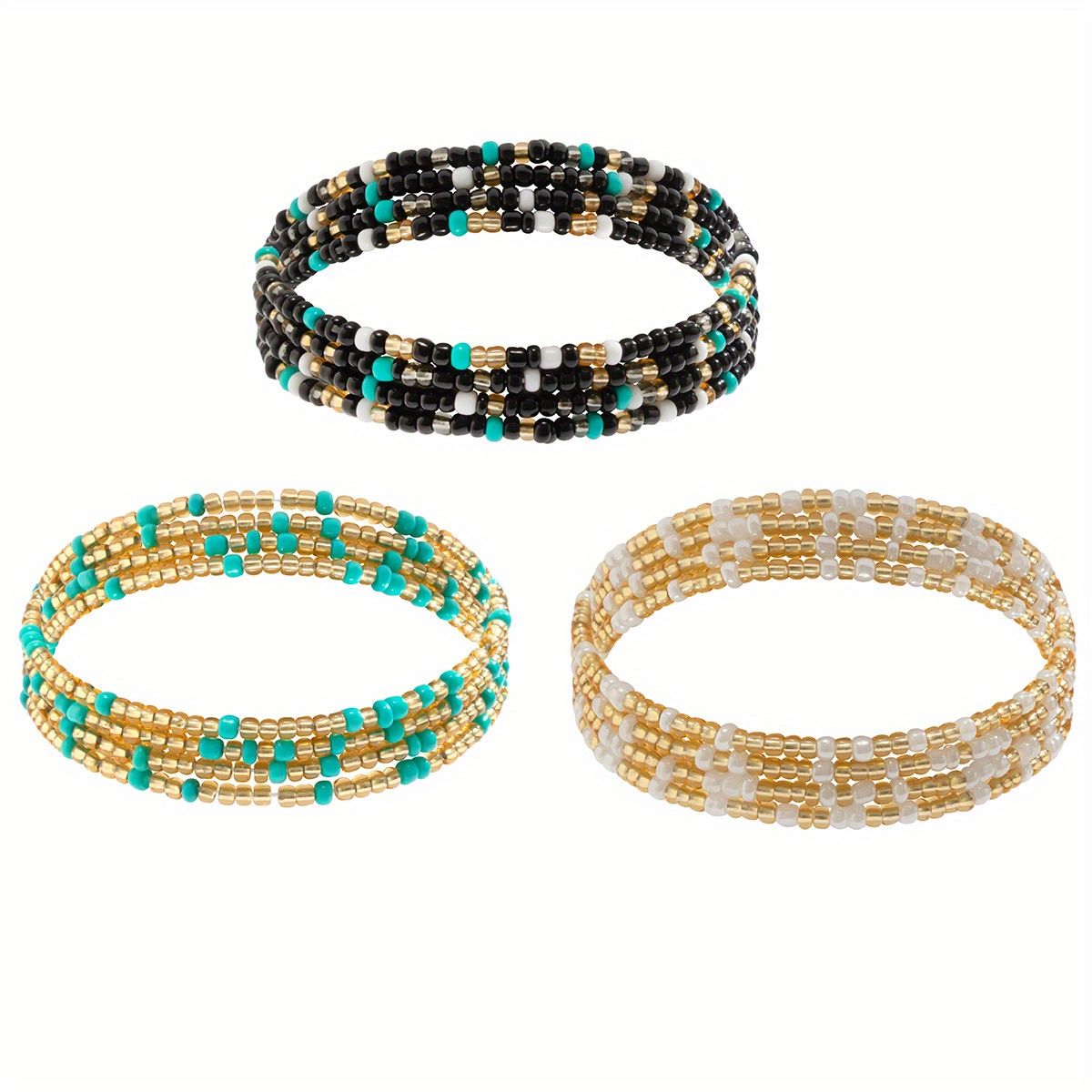 Colorful Mixed Glass Bead Body Chain for Summer Beach Vacation
